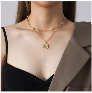 Collar de acero inoxidable con colgante de sol, Estrella y Luna, regalo de Navidad, 2020 - Product Image 5