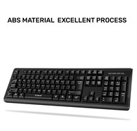 Clavier à membrane filaire USB Sunrose 9821 de haute qualité, 104 touches, design ergonomique, étanche, prêt à l’emploi, pour