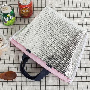 Sac à lunch isotherme en tissu Oxford, sac fourre-tout pour garder les aliments au chaud ou au froid, couleur unie, beige, bleu marine, gris, rose - Product Image 4