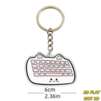 Porte-clés en acrylique imprimé UV Chat Mignon Rose Blanc Kawaii, Breloque Tech pour Sacs et Ordinateurs Portables, Accessoire Animal Adorable pour Usage Quotidien