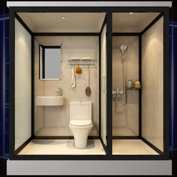 Integral Enclosed Shower Room with Closestool - Tempered Glass