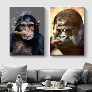 Hayvanlar resimleri soyut oyun satranç siyah ve beyaz posterler Chimpanzees baskı tuval boyama maymun duvar pop art