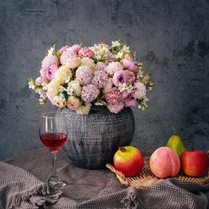 Bouquet de fleurs artificielles CallaFloral MW83519 rose, blanc, violet, décoration intérieure, mariage - Product Image 1