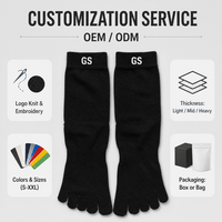 Chaussettes à cinq doigts avec logo personnalisé, mélange de laine superwash, résistantes au rétrécissement, en tricot élasthanne, avec revers côtelé noir et séparation des orteils