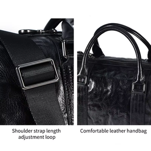 Business Casual Fitness Travel <b>Bag</b> Genuine Leather Waterproof Unisex <b>Tote</b> Luggage Gym Shoe <b>Compartment</b> Weekender Polyester - Product Image 5