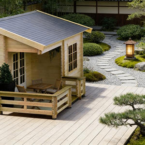Cabane en bois préfabriquée <span class=keywords><strong>de</strong></span> style japonais, 40,5 m², maison modulaire en bois pour salon <span class=keywords><strong>de</strong></span> thé, construction en bois naturel résistant aux intempéries - Product Image 2