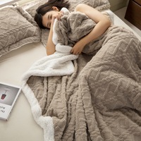 Große Doppelseitige Flip-Top Strickbettdecke und Sofadecke, mit Schlichtem Design, Geeignet für den Einsatz im Winter