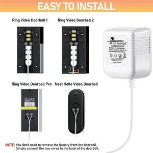 Transformador para Timbre, Adaptador de Corriente de 24V CA, Cable de Alimentación de 5 Metros Compatible con Timbres con Video Ring, <span class=keywords><strong>Nest</strong></span>, Hello, Wyze y Eufy - Product Image 3