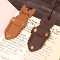 Katzen-Lesezeichen aus PU-Leder mit Stiftschlaufe, Niedlicher Tier-Seitenmarker, Stifthalter-Clip für Notizbücher, Planer, Schreibwaren, Geschenk