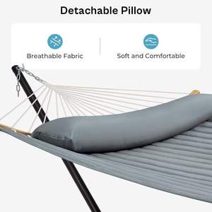 मजबूत स्टील के साथ भारी-ड्यूटी 2-व्यक्ति हैममॉक बिस्तर के लिए अलग-अलग तकिया खड़ा है - Product Image 4