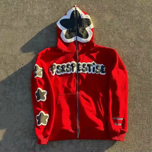 Custom Y2K Puff Print <strong>Hoodie</strong> 500 GSM 3D Foam Fleece Full Zip Oversized <strong>Purple</strong> Streetwear for <strong>Men</strong> - Product Image 2