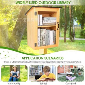 Boîte de rangement extérieure en bois, armoire de rangement à 2 niveaux, étanche, pour livres, courrier, nourriture, médicaments, utilisation en jardin - Product Image 2