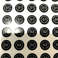 Autocollant adhésif imperméable pour rouge à lèvres, petit cercle imprimé bon marché, étiquette adhésive avec numéro rond noir, vente en gros, pièces