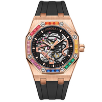 ONOLA 3834D Nouvelle Montre Mécanique de Luxe pour Homme, Style Tendance, Cadran en Verre et Aiguilles, Alliage, Résistante à l'Eau, Bracelet en Caoutchouc