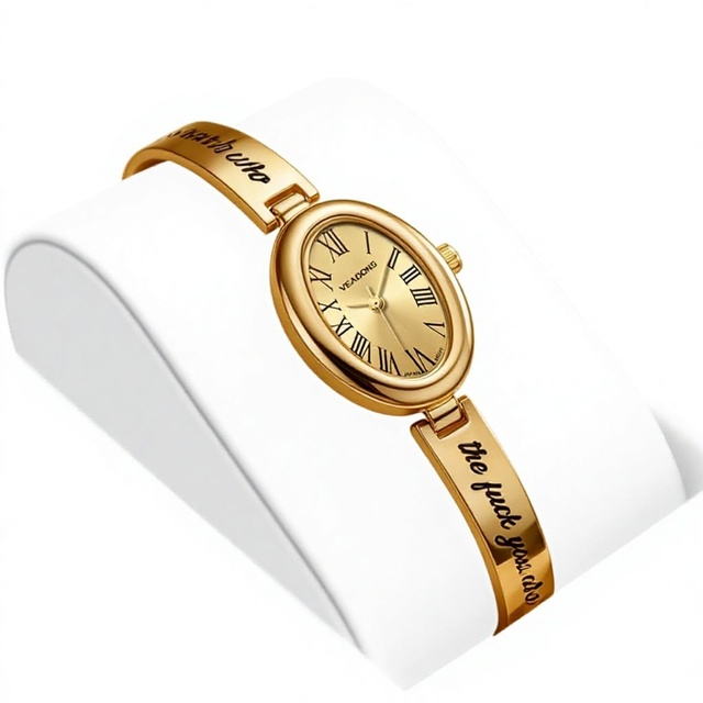 Cross-border Womens Bracelet Watch Niche Subtly Luxurious Leisure Water Resistant Acrylic Petite Roman Numerals Pointer Oval