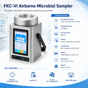 Contador de Partículas en Aire Sujing FKC-VI, Instrumento Portátil de Muestreo Ambiental Microbiano, Pantalla Táctil Capacitiva de 5.0 Pulgadas, Anodizado - Product Image 3