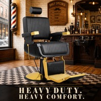 Fauteuil de Barbier Doré en Cuir PU, Inclinable Hydraulique, Design Européen Moderne, pour Salons de Beauté et Équipements de Tatouage