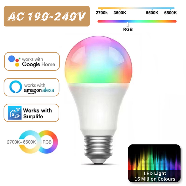 RGBW Dimmable WIFI Blue Tooth Remote Control  Smart Led Bulbs Color Changeable Led Lights Energy Saving Lamp