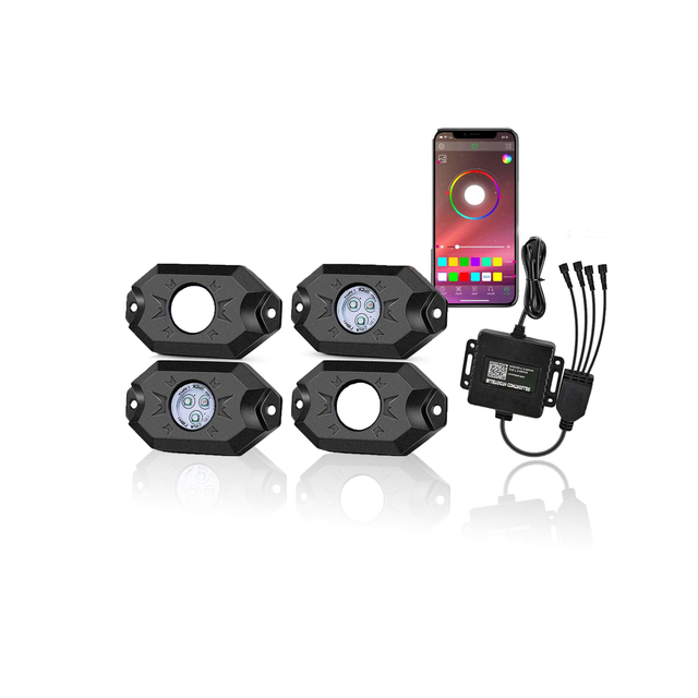 X-7SEVEN 4/8/12 Pods Multicolor Off Road RGB 12W LED RGBW 4x4 Rock Lights Kit APP Controller Chasing Led Underglow Lights