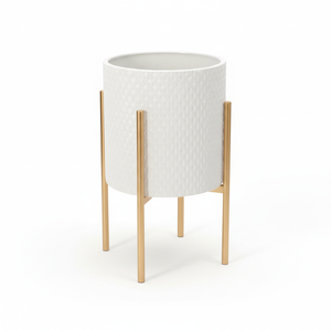 Maceta de balcón, soporte de planta de hierro recubierto de esmalte blanco para jardín interior, venta al por mayor, macetas de estilo americano, proveedor y fabricante - Product Image 1