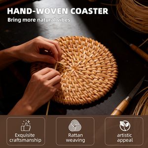 Posavasos de Ratán Natural Resistentes al Calor, Antideslizantes, Hechos a Mano, para Tazas, Vasos, Decoración de Mesa para Hogar, Cafetería, Bar - Product Image 2