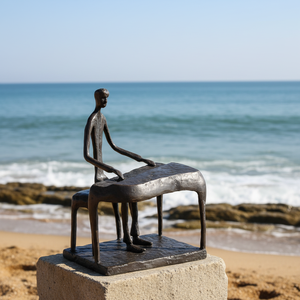 Sculpture de jardin en métal personnalisée, statue de femme en bronze grandeur nature jouant du <span class=keywords><strong>piano</strong></span> - Product Image 2