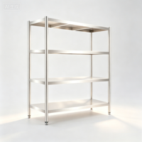 Étagère de rangement en acier inoxydable à 4 niveaux, robuste, pour entrepôt, cuisine commerciale, vente en gros