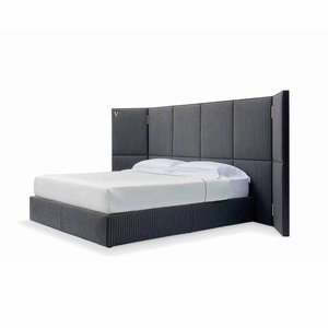 Nouveau mobilier de chambre italien, lit king size extra large avec panneau mural, design moderne et luxueux en cuir, conception modulaire écologique, fabriqué en Chine - Product Image 6