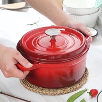 Nouvelle Vente Chaude, Batterie de Cuisine 20-40cm, Marmite à Soupe, Casserole à Double Poignée, Ensemble de Pots de Cuisson, Couvercle en Fonte, Métal, OEM