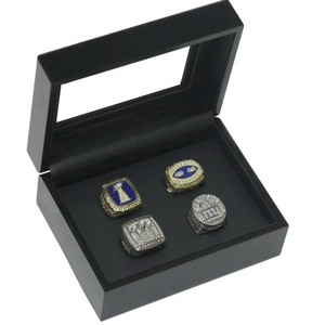 Colección de Anillos de Campeonato de los New York Giants <span class=keywords><strong>1986</strong></span> 1990 2007 2011, Recuerdo para Fanáticos, Estuche de Madera Negra Pura - Product Image 2