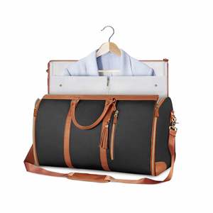 Wholesale Custom 2-in-1 Hanging <b>Suitcase</b> Cover PU Travel Bag with Shoulder Strap for Men Zipper Closure - Product Image 4