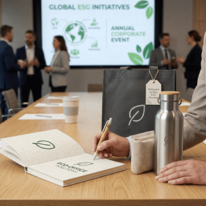Ensemble cadeau d'entreprise personnalisé, kit de bureau durable avec carnet recyclé, stylo écologique, sac RPET, tasse en fibre de bambou - Product Image 4