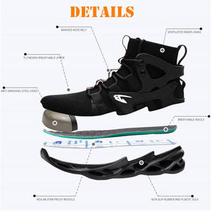 <span class=keywords><strong>Scarpe</strong></span> <span class=keywords><strong>antinfortunistiche</strong></span> in tessuto a vita alta con punta in acciaio antismash <span class=keywords><strong>e</strong></span> soletta in rete con suola in plastica-stivali da lavoro per tutte le stagioni - Product Image 3
