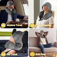 Oreiller de voyage ergonomique en mousse à mémoire de forme avec capuche, personnalisable avec logo, en forme de U, pour avion, fournisseur d'usine
