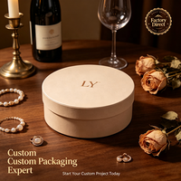Boîte à bijoux ronde personnalisée en papier, boîte cadeau de luxe beige en forme de cylindre