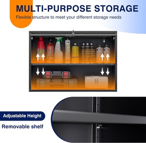 UCHANCE Armoire de rangement murale de garage en métal noir de 21.6 pouces de hauteur Armoire à outils flottante pour classeurs d'entrepôt au sous-sol - Product Image 5