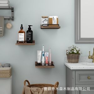 Cross-border wooden wall-mounted flower <b>rack</b>, simple wall-mounted <b>shelf</b>, decorative <b>shelf</b> for living room, bathroom, and - Product Image 4