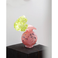 Vase rose émaillé Antique français Arrangement de fleurs de bureau de luxe pour personnes âgées décorations de salon élégantes cristal de verre