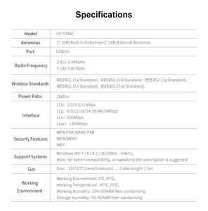 Adaptador USB WiFi COMFAST CF-939AC de 1900 Mbps, RTL8814AU, 5 GHz, Doble Banda, Inalámbrico, USB 3.0, 802.11AC, <span class=keywords><strong>WLAN</strong></span> - Product Image 6