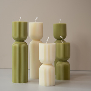 Velas Aromáticas Geométricas de Estilo Nórdico, con Forma de Reloj de Arena, en <span class=keywords><strong>Verde</strong></span> y Crema, para Decoración Minimalista del Hogar - Product Image 2