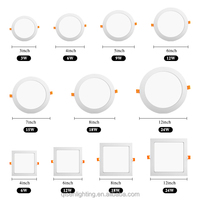 Plafonnier LED 6W 12W 18W 24W 6000K 5000K, corps en aluminium, encastré ou en saillie, rond ou carré