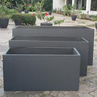 Pot Bunga Persegi Panjang Besar dari Fiberglass dengan Sentuhan Ukiran Tangan untuk Balkon Luar Ruangan, Sayuran, Desain Modern Sederhana