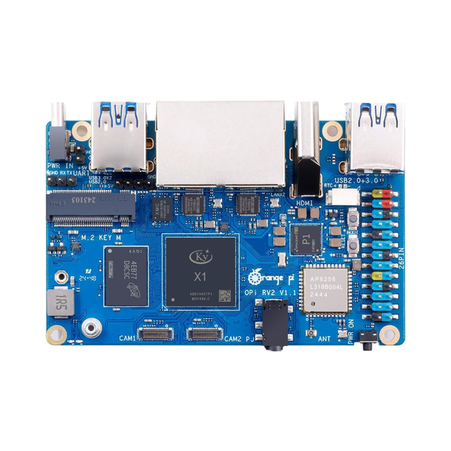 Orange Pi RV2 8GB RAM LPDDR4X RISC V 8 Core 2Tops Al Arithmetic Power Single Board Computer OS Wi-Fi 5+BT Development Board Kit