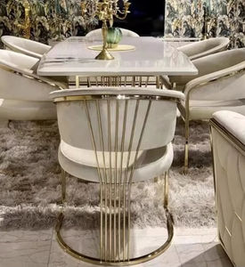 Chaise de salle à manger en velours nordique Meubles d'intérieur de luxe Fauteuils de restaurant Chaises de loisirs en <span class=keywords><strong>acier</strong></span> inoxydable doré pour salle à manger - Product Image 2