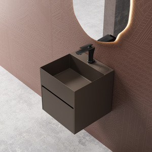 Vasque murale minimaliste moderne en acier inoxydable avec tiroir de rangement, meuble-lavabo flottant pour salle de bain, idéal pour petits espaces, hôtels et maisons - Product Image 3