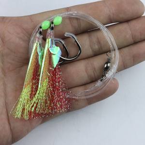 1/0 Naar 8/0 Zeevissen Glanzende Vis Huid Aas Sabiki Rigs 2 Stuks Haken Met Vat Draaibare Piin Geel Groen Rood Blauw - Product Image 1