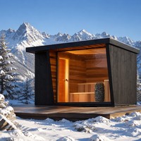 Sauna extérieur personnalisé en cèdre rouge et cèdre de l'Ohio massif pour 4 à 6 personnes, avec bain chaud/froid, douche combinée et gazebo lounge pour jardin et maison