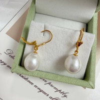 Boucles d'oreilles pendantes en perles baroques Edison blanches à fort lustre de 11-12 mm, avec fermoir français, vente en gros de bijoux