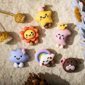 Cute Cartoon Nail Art Resin Crafts Charms Mini 3D Decoration Moon Sun Rainbow Star Bear