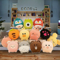 Masque pour les yeux multifonctionnel et oreiller de voyage en peluche en forme de U, motif dessin animé mignon, 2 en 1, pour la maison, le bureau et les voyages